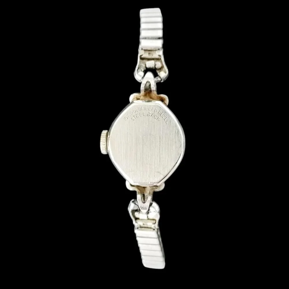 RARE Wittnauer Swiss 17 Jewels 10K Gold Filled Ladies Watch/4 Diamonds